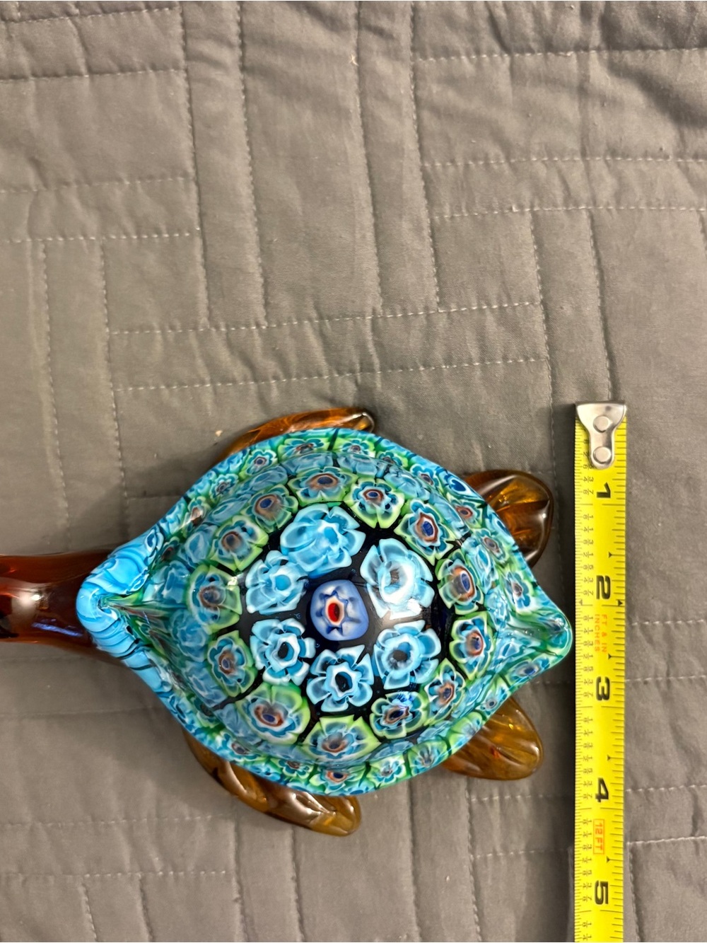 Millefiori Sea Turtle Art Glass Paperweight Figurine - Picture 10 of 13